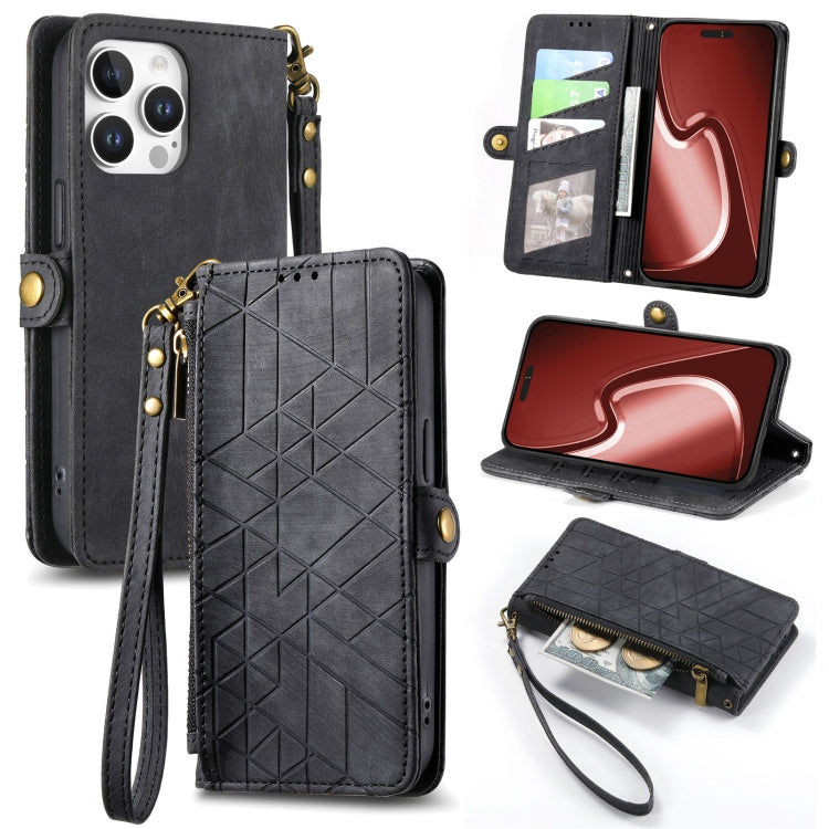 Custodia portafoglio in pelle con cerniera per iPhone 15 e 16
