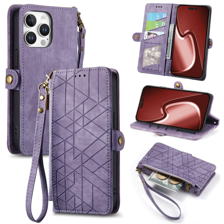 Custodia portafoglio in pelle con cerniera per iPhone 15 e 16