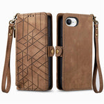 Custodia portafoglio in pelle con cerniera per iPhone 16