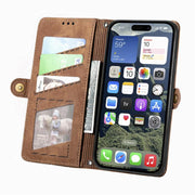 Portafoglio in pelle con cerniera per iPhone 16