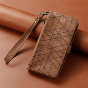 Portafoglio in pelle con cerniera per iPhone 16