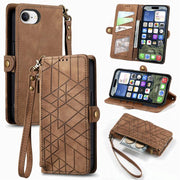 Portafoglio in pelle con cerniera per iPhone 16