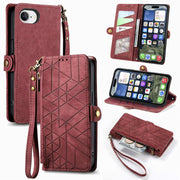 Portafoglio in pelle con cerniera per iPhone 16