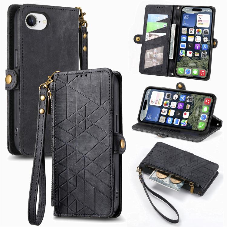 Custodia portafoglio in pelle con cerniera per iPhone 16
