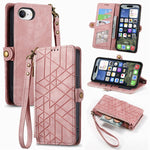 Custodia portafoglio in pelle con cerniera per iPhone 16