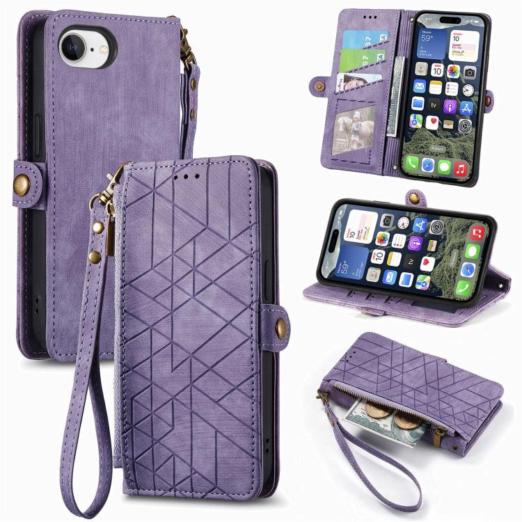 Custodia portafoglio in pelle con cerniera per iPhone 16