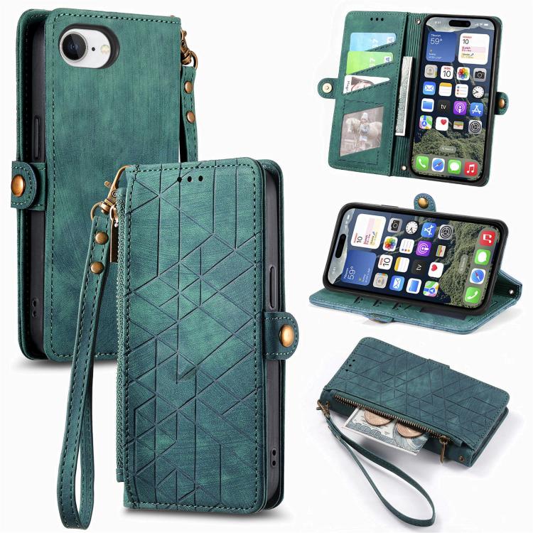 Custodia portafoglio in pelle con cerniera per iPhone 16
