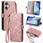 Custodia portafoglio in pelle con cerniera per iPhone 16