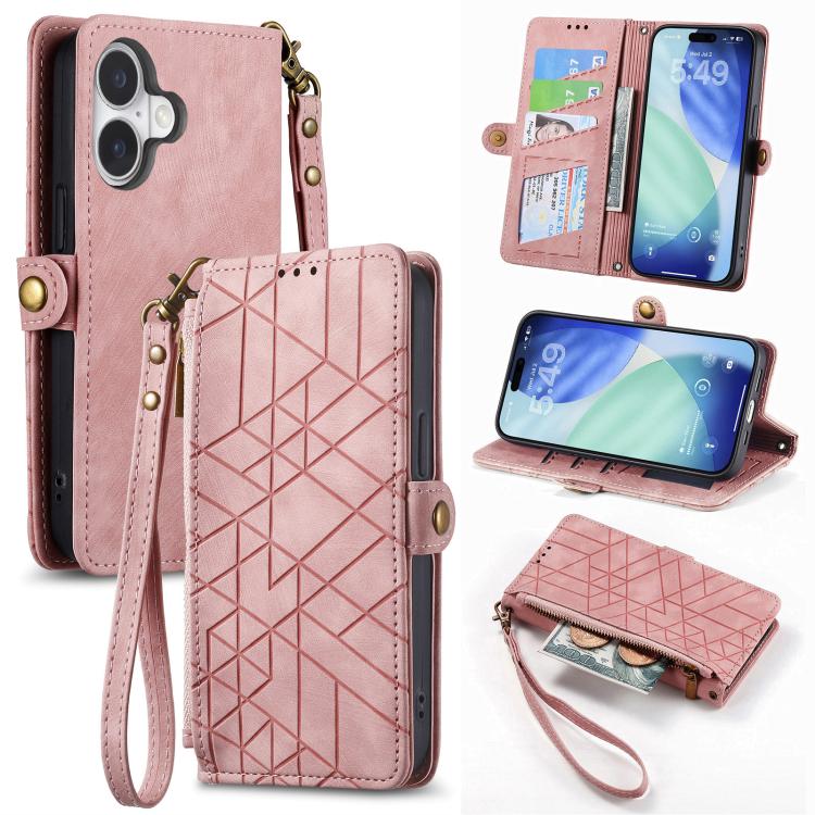 Custodia portafoglio in pelle con cerniera per iPhone 16