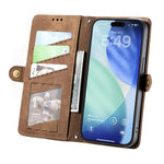 Custodia portafoglio in pelle con cerniera per iPhone 15 e 16
