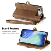 Portafoglio in pelle con cerniera per iPhone