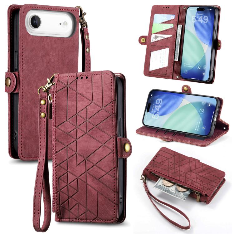 Custodia portafoglio in pelle con cerniera per iPhone 15 e 16