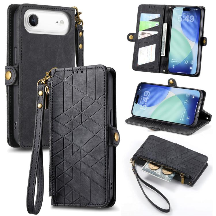 Custodia portafoglio in pelle con cerniera per iPhone 15 e 16