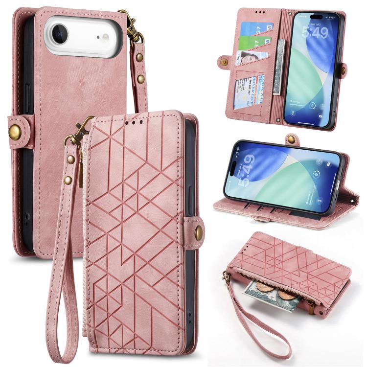 Custodia portafoglio in pelle con cerniera per iPhone 15 e 16