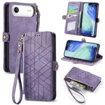 Custodia portafoglio in pelle con cerniera per iPhone 15 e 16