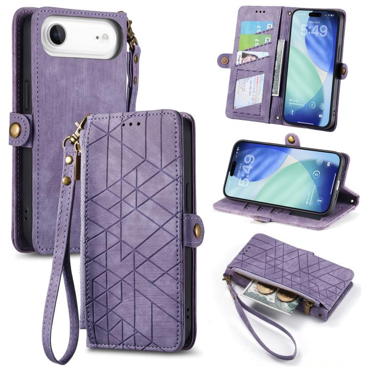 Custodia portafoglio in pelle con cerniera per iPhone 15 e 16