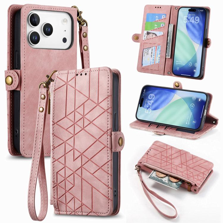 Custodia portafoglio in pelle con cerniera per iPhone 16