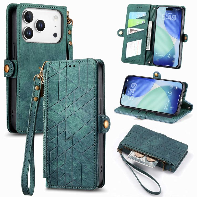 Custodia portafoglio in pelle con cerniera per iPhone 16