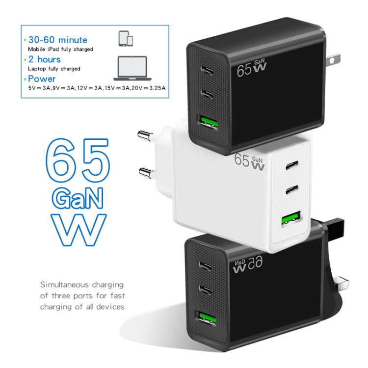 Adattatore GaN 65W Type-C x2 + USB 3.0 per MacBook