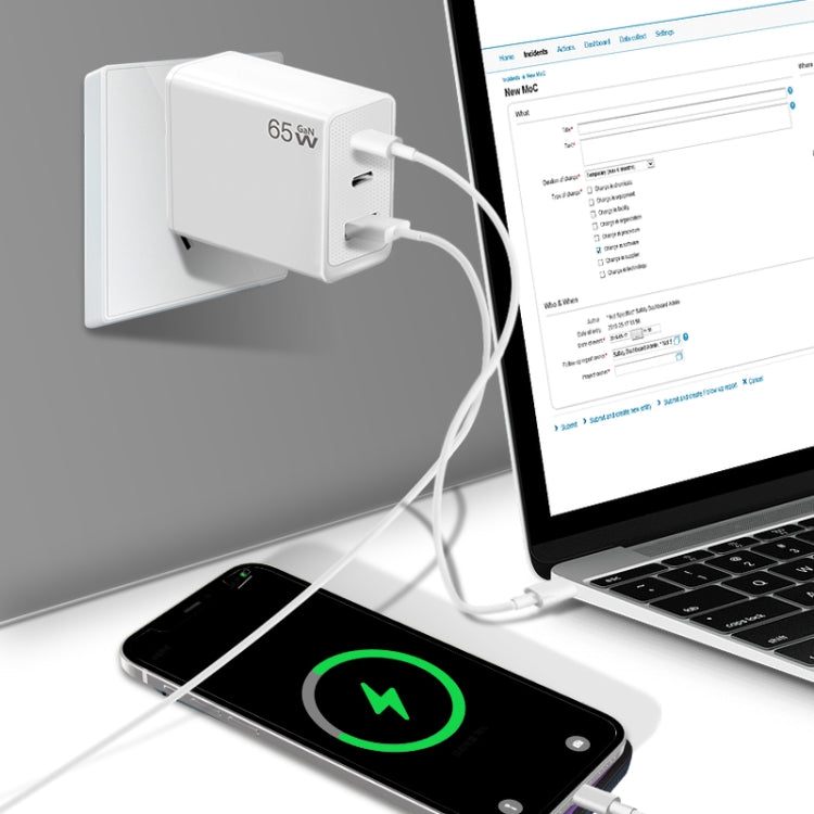 Adattatore GaN 65W Type-C x2 + USB 3.0 per MacBook