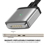 ENKAY 140W USB-C / Type-C a MagSafe 3 Cavo di ricarica magnetico intrecciato in nylon con indicatore LED per MacBook 6.6FT, ENKAY Grey, ENKAY Blue