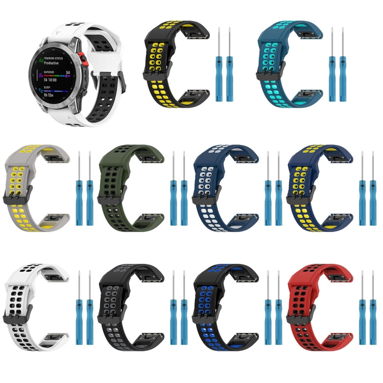 Cinturino in silicone con fibbia inversa bicolore da 26 mm, For Garmin D2 Delta PX