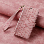 Portafoglio con cerniera geometrica Portafoglio in pelle con fibbia laterale, For Google Pixel 9 Pro XL, For Google Pixel 8a, For Google Pixel 8 Pro, For Google Pixel 8