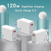 Caricabatterie di ricarica super veloce USB da 120 W adatto per Xiaomi 12/12 Pro e Huawei / vivo, EU Plug, US Plug, UK Plug
