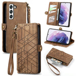 Custodia portafoglio in pelle con cerniera per Samsung Galaxy