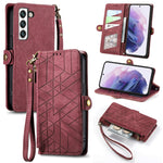 Custodia portafoglio in pelle con cerniera per Samsung Galaxy