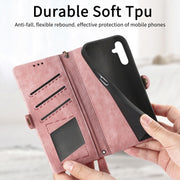 Custodia portafoglio in pelle con cerniera per Samsung Galaxy