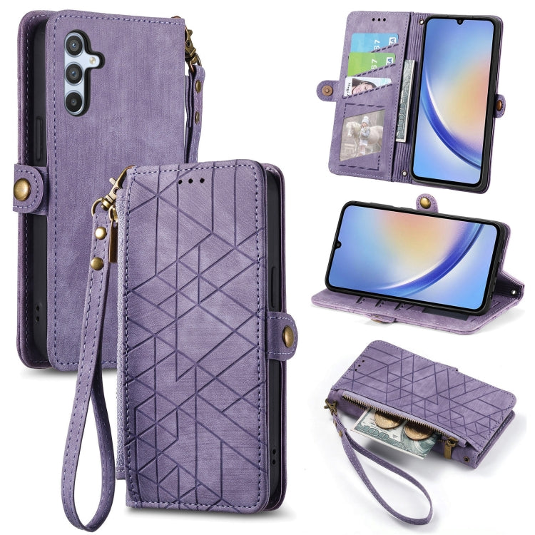 Custodia portafoglio in pelle con cerniera per Samsung Galaxy