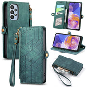 Custodia portafoglio in pelle con cerniera per Samsung Galaxy