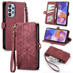 Custodia portafoglio in pelle con cerniera per Samsung Galaxy