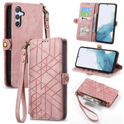 Custodia portafoglio in pelle con cerniera per Samsung Galaxy
