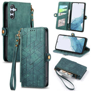Custodia portafoglio in pelle con cerniera per Samsung Galaxy