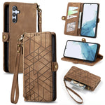 Custodia portafoglio in pelle con cerniera per Samsung Galaxy