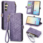 Custodia portafoglio in pelle con cerniera per Samsung Galaxy