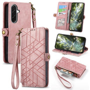 Custodia portafoglio in pelle con cerniera per Samsung Galaxy