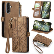 Custodia portafoglio in pelle con cerniera per Samsung Galaxy