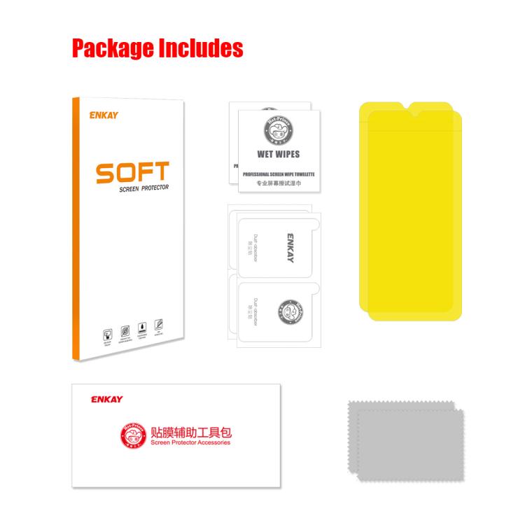 2 pezzi ENKAY Hat-Prince Full Glue Coverage Pellicola idrogel morbida antideflagrante, For Samsung Galaxy A07, For Samsung Galaxy A17, For Samsung Galaxy M56, For Samsung Galaxy F16 / M16, For Samsung Galaxy F06 / M06, For Samsung Galaxy A36 5G / A56 5...