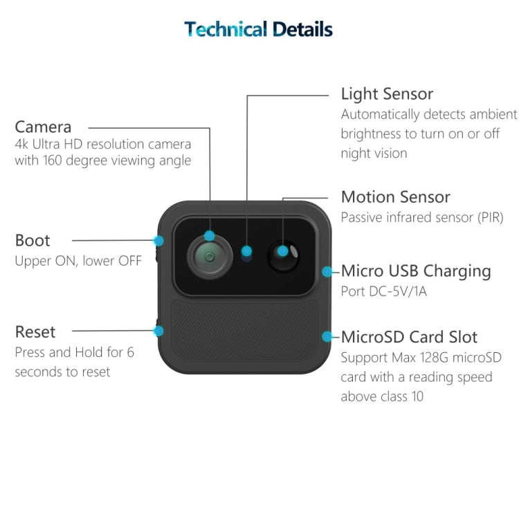 Telecamera portatile WiFi R9 con visione notturna HD