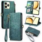 Portafoglio con cerniera geometrica Portafoglio in pelle con fibbia laterale, For Realme 14 Pro+, For Realme Note 50, For Realme C53, For Realme 11 5G