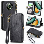 Portafoglio con cerniera geometrica Portafoglio in pelle con fibbia laterale, For Realme 14 Pro+, For Realme Note 50, For Realme C53, For Realme 11 5G
