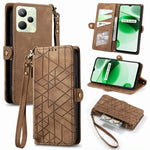 Portafoglio con cerniera geometrica Portafoglio in pelle con fibbia laterale, For Realme 9i 5G, For Realme C30, For Realme C31, For Realme C35