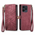 Portafoglio con cerniera geometrica Portafoglio in pelle con fibbia laterale, For Realme 14 Pro+, For Realme Note 50, For Realme C53, For Realme 11 5G