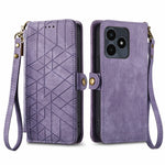 Portafoglio con cerniera geometrica Portafoglio in pelle con fibbia laterale, For Realme 14 Pro+, For Realme Note 50, For Realme C53, For Realme 11 5G
