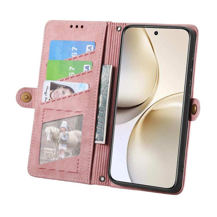 Portafoglio con cerniera geometrica Portafoglio in pelle con fibbia laterale, For Realme 14 Pro+, For Realme Note 50, For Realme C53, For Realme 11 5G