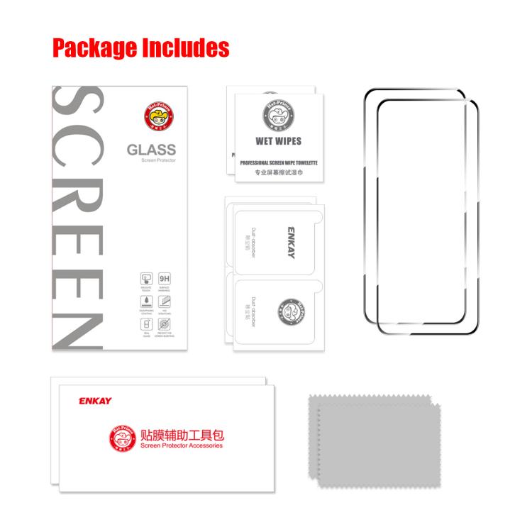 2 pezzi ENKAY Full Glue Pellicola in vetro temperato ad alto contenuto di alluminio e silicio, For Galaxy M47 5G, For Galaxy Z Fold8 5G Outer Screen, For Galaxy Z Fold8 Ultra 5G Outer Screen, For Galaxy Z Flip8 5G Outer Screen, For Galaxy A57 5G       ...