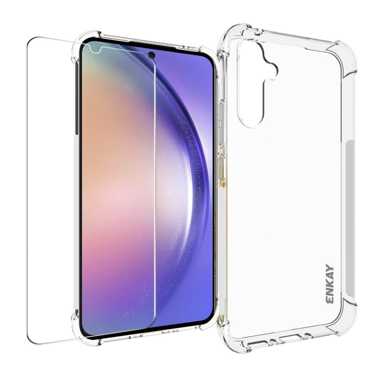 ENKAY Custodia per telefono antiurto in TPU trasparente con pellicola in vetro, For Smausng Galaxy M54, For Samsung Galaxy A25 5G, For Smausng Galaxy M14, For Samsung Galaxy S23 FE 5G, For Smausng Galaxy A24 5G, For Smausng Galaxy A34 5G               ...